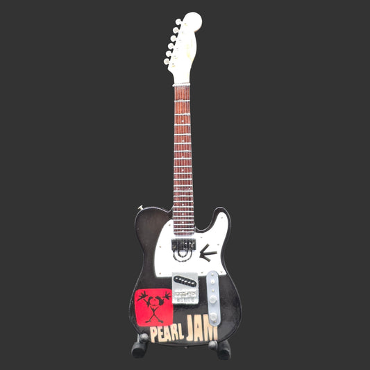 Miniature Guitar - Pearl Jam Eddie Vedder Black Fender Telecaster  - Model Guitar Inc Stand