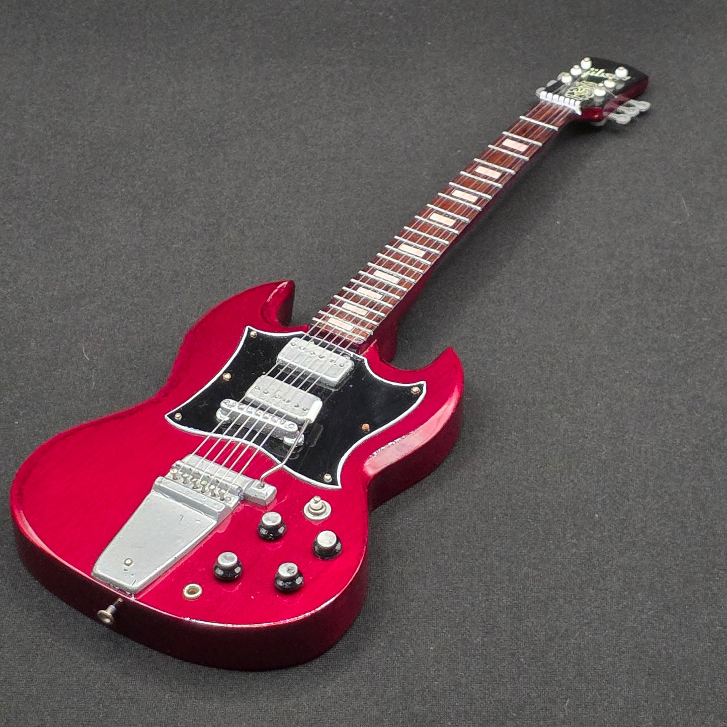 Miniature Guitar - ACDC Gibson SG Angus Young AC/DC  - Model Guitar Inc Stand