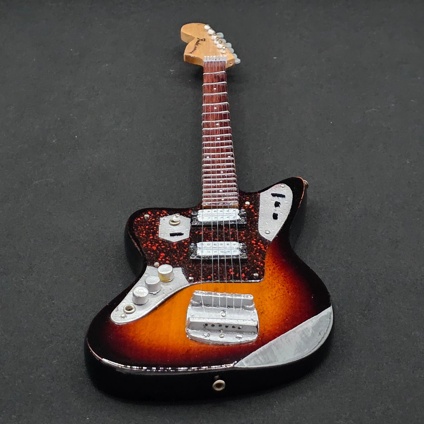 Miniature Guitar - Nirvana Kurt Cobain Fender Jaguar Sunburst - Model Guitar Inc Stand