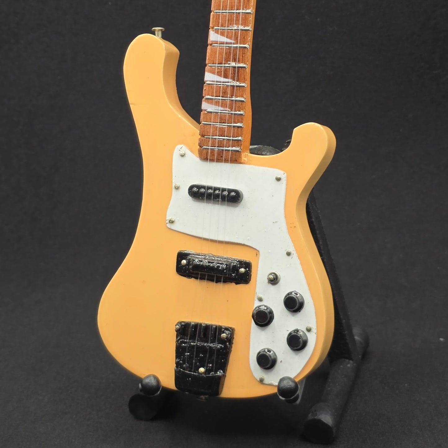 Miniature Guitar - Rickenbacker Bass Natural - Model Guitar Inc Stand