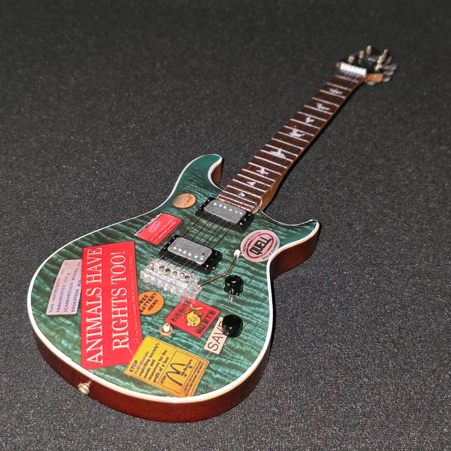 Miniature Guitar - Silverchair / Daniel Johns Green PRS - Model Guitar Inc Stand