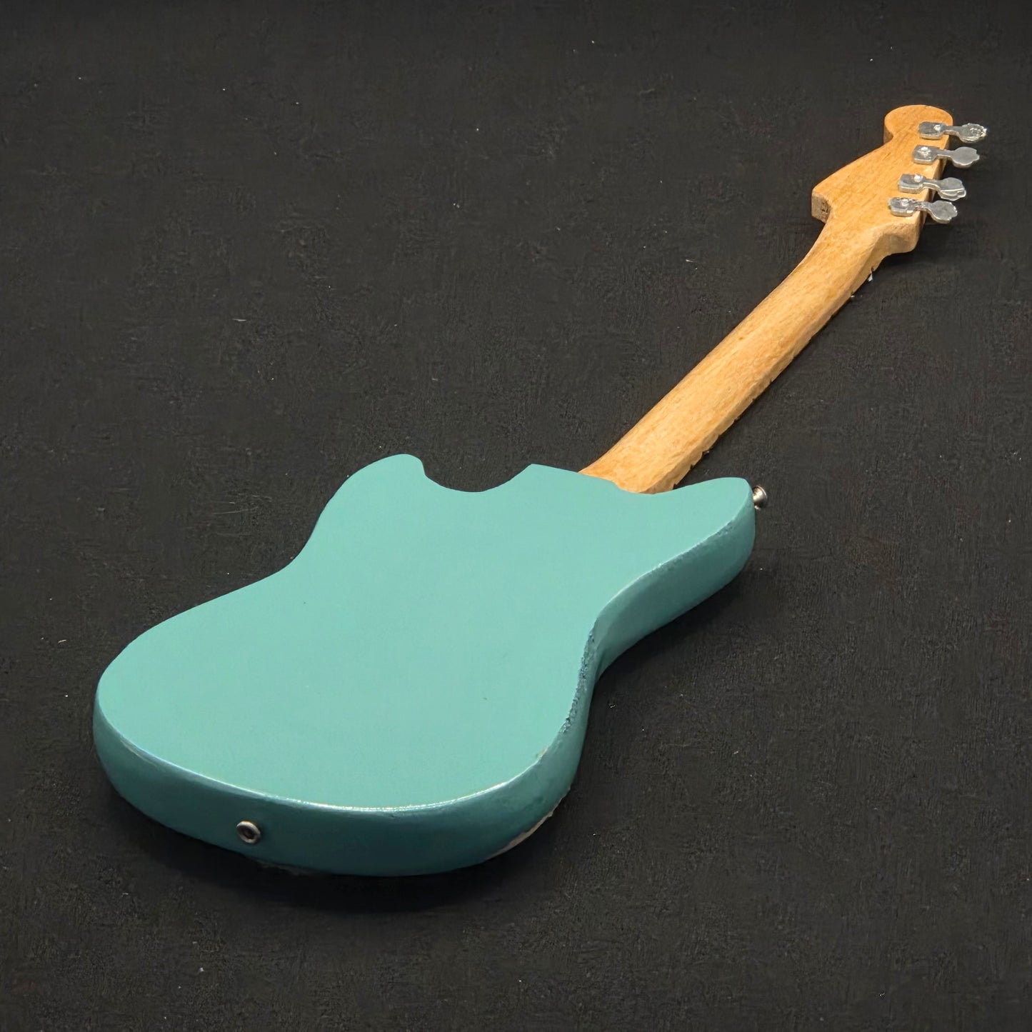 Miniature Guitar - Fender Mustang Bass JMJ Road Worn  - Model Guitar Inc Stand