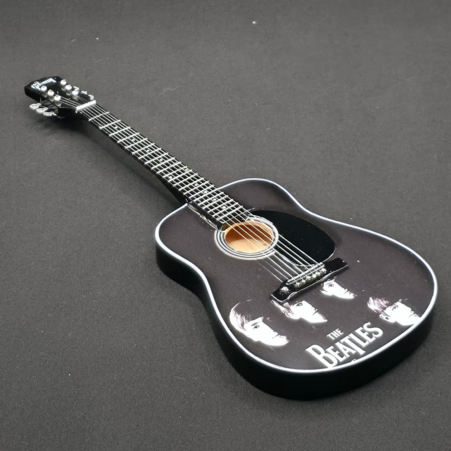 Miniature Guitar - The Beatles Black Acoustic Gibson  - Model Guitar Inc Stand