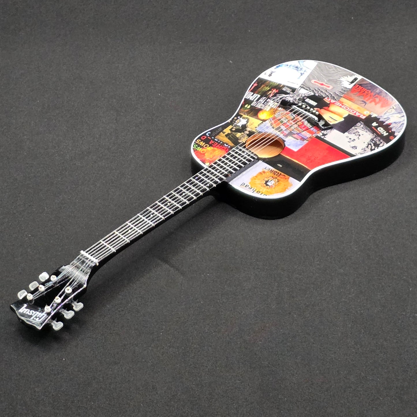 Miniature Guitar - Radiohead / Thom Yorke Album Covers Gibson Acoustic - Model Guitar Inc Stand