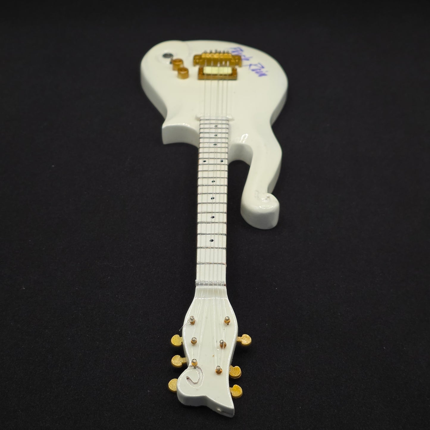 Miniature Guitar - Prince White Cloud Purple Rain - Model Guitar Inc Stand