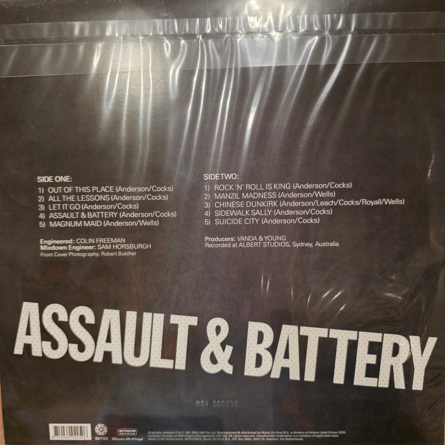Rose Tattoo - Assault & Battery Vinyl Record LP Limited Ed /1000 Black & White Swirl