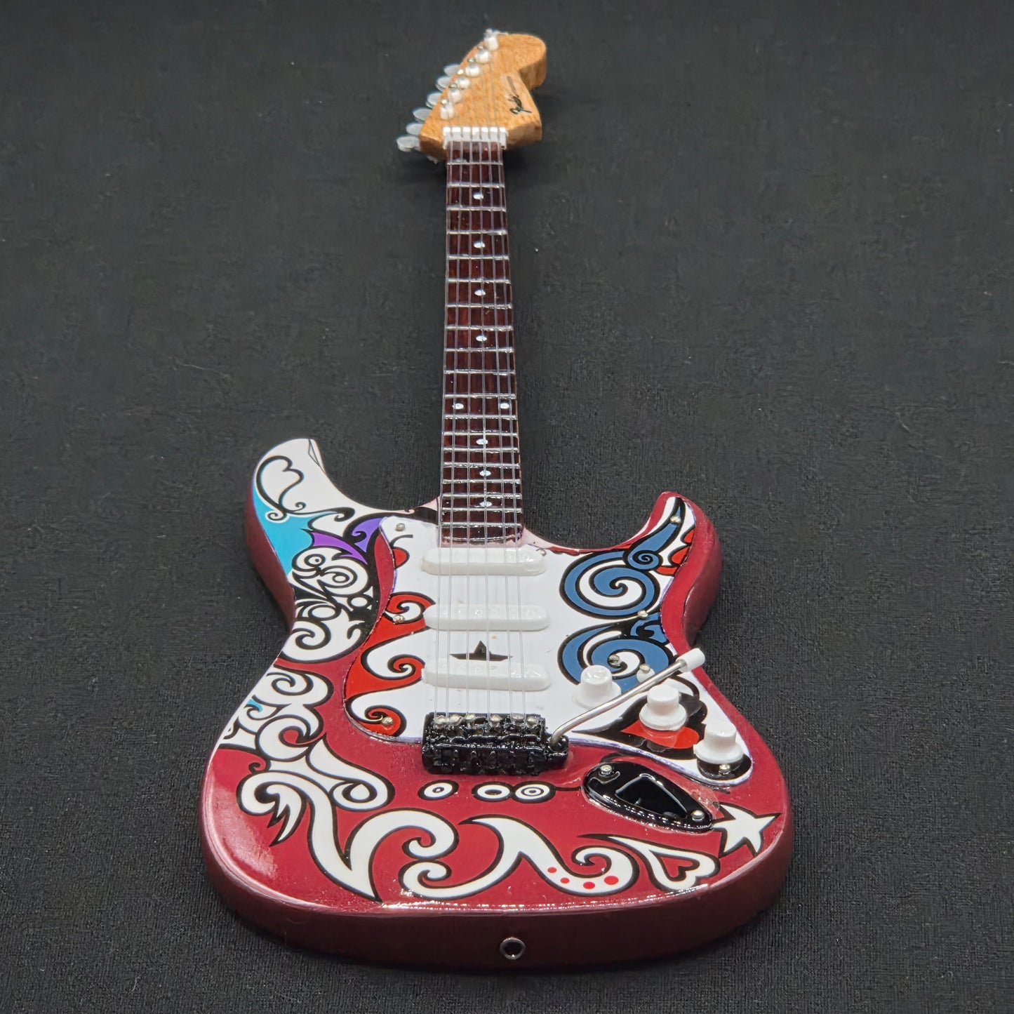 Miniature Guitar - Jimi Hendrix Saville Sgt Pepper Fender Stratocaster- Model Guitar Inc Stand