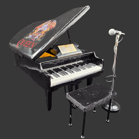 Miniature Piano - Queen Black Grand +Stool / Microphone/Stand