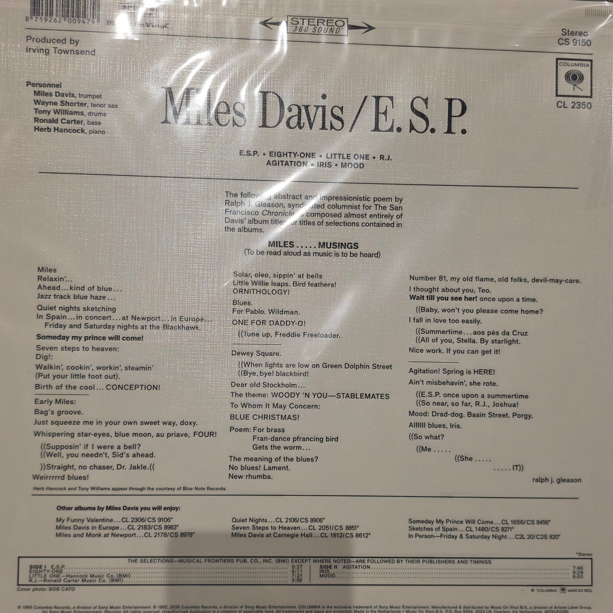 Miles Davis - E.S.P (LP, Album, RE, 180) Vinyl Record / LP