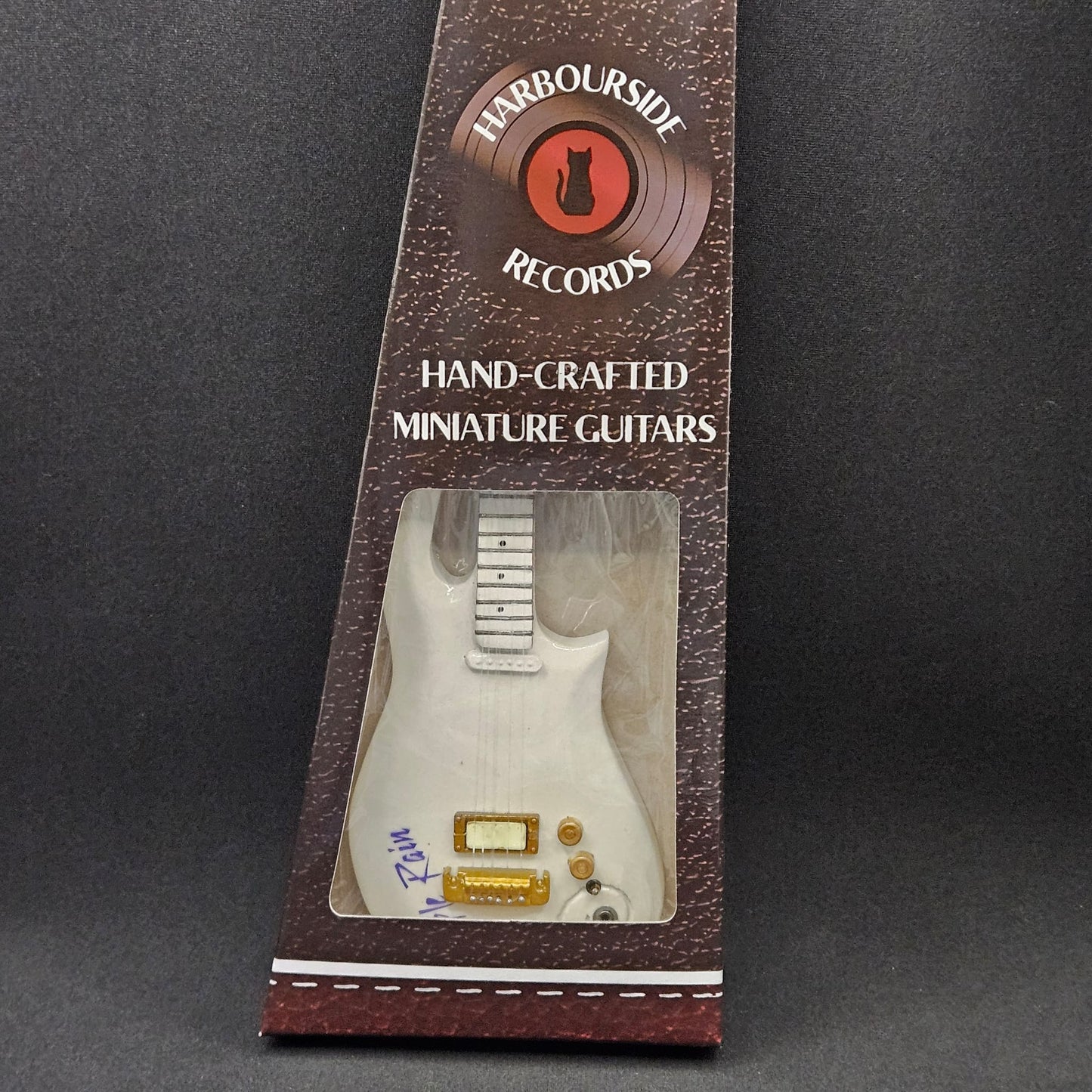 Miniature Guitar - Prince White Cloud Purple Rain - Model Guitar Inc Stand