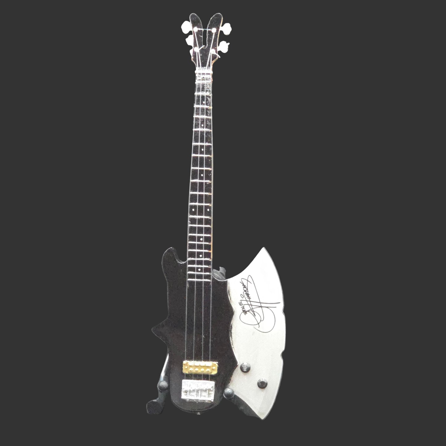 Miniature Guitar - Gene Simmons Kiss Axe Bass - Model Guitar Inc Stand