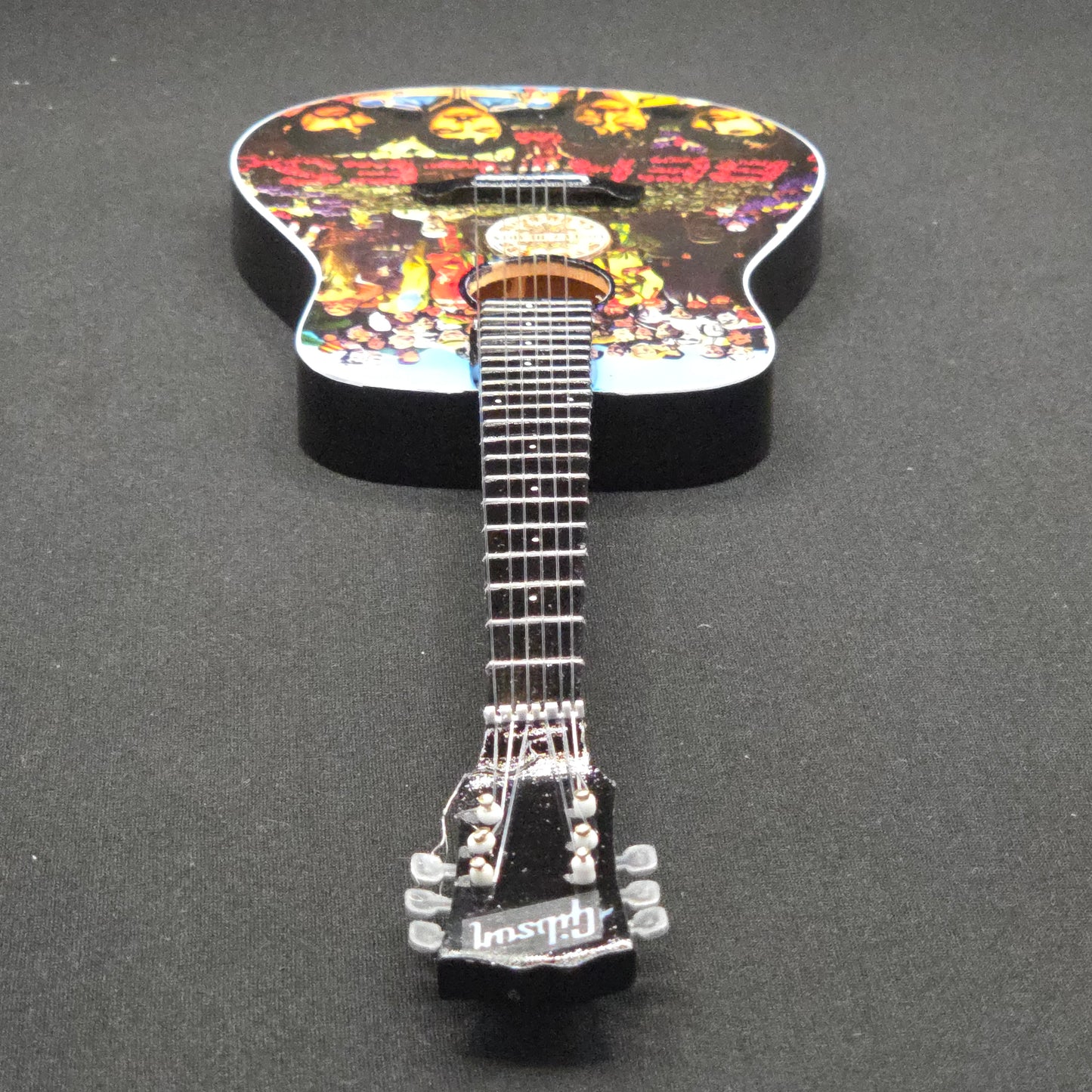 Miniature Guitar - The Beatles Sgt Peppers Acoustic - Model Guitar Inc Stand