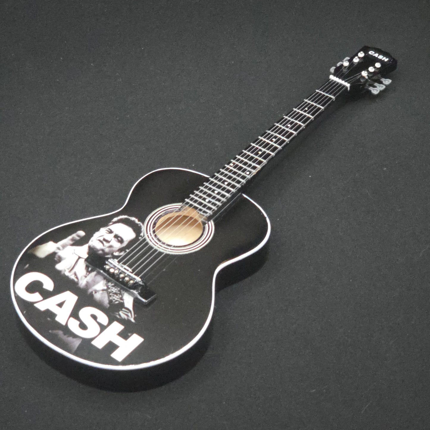 Miniature Guitar - Johnny Cash Black Acoustic  - Model Guitar Inc Stand