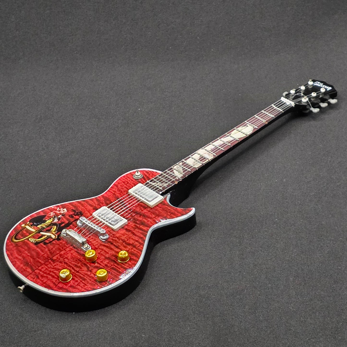Miniature Guitar - Slash Guns N Roses Snake Pit Gibson Les Paul - Model Guitar Inc Stand