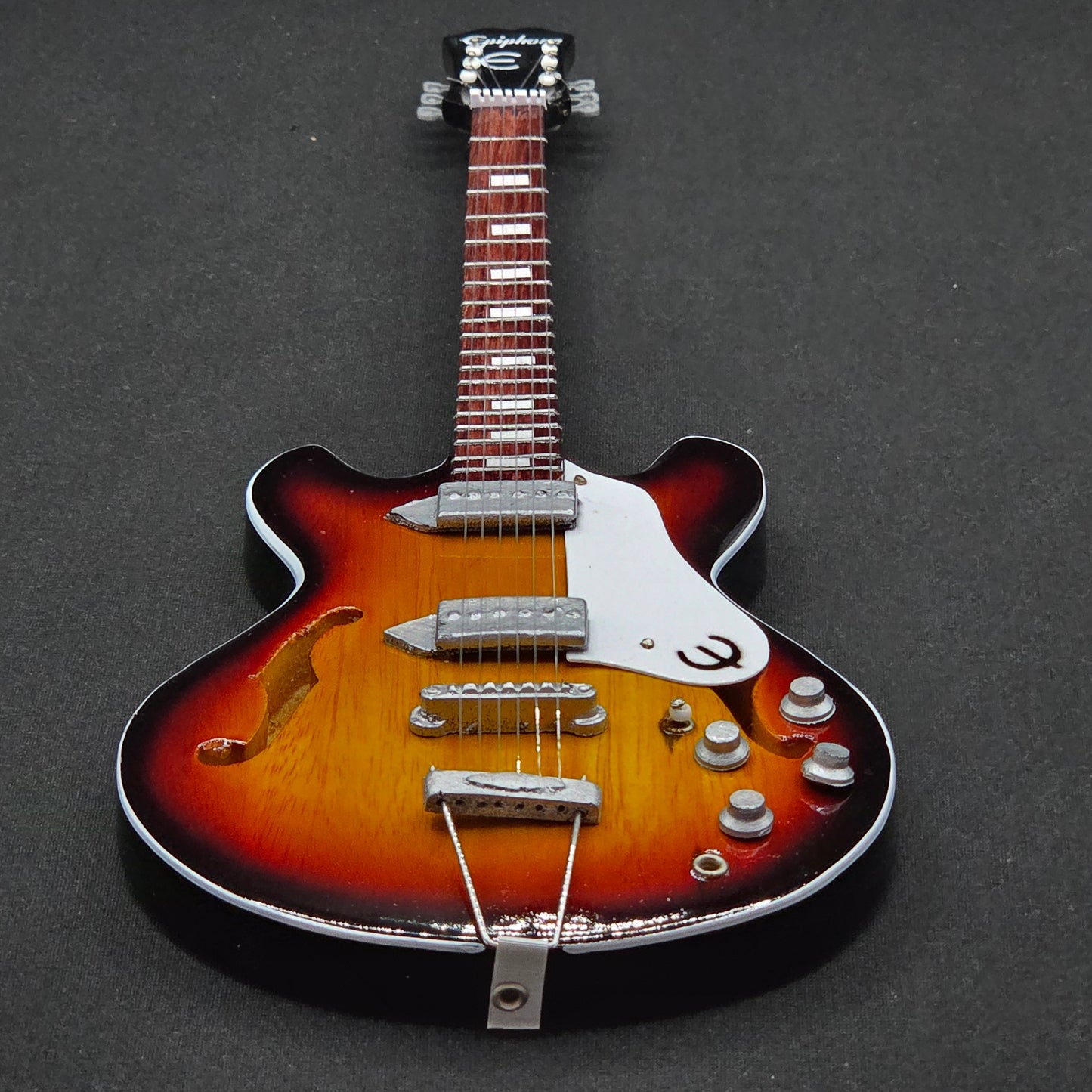 Miniature Guitar - The Beatles John Lennon Epiphone Casino Sunburst - Model Guitar Inc Stand