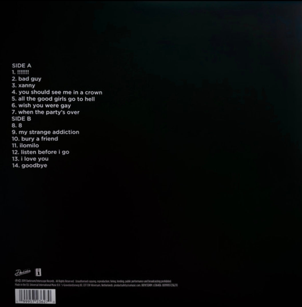 Billie Eilish - When We All Fall Asleep, Where Do We Go? (LP, Album, RE, Baby Blue Coloured) Vinyl Record / LP