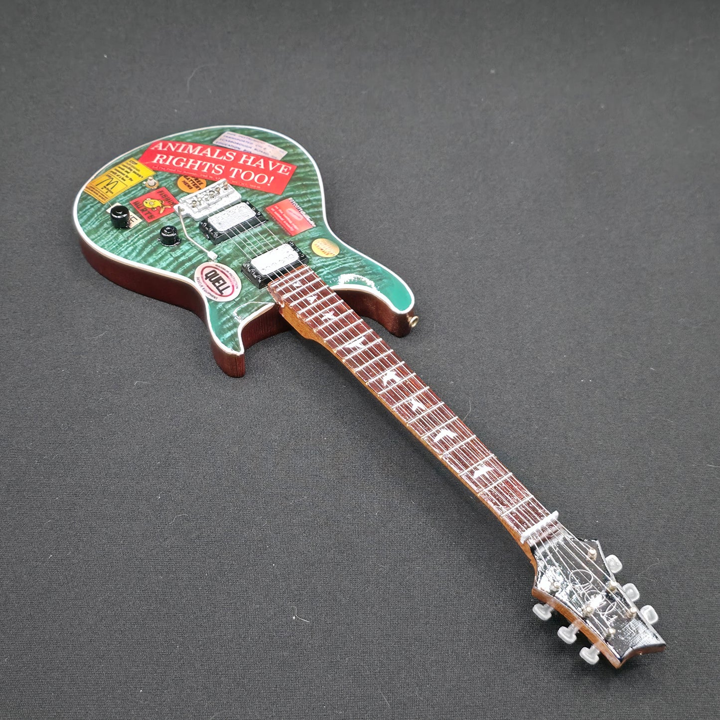 Miniature Guitar - Silverchair / Daniel Johns Green PRS - Model Guitar Inc Stand