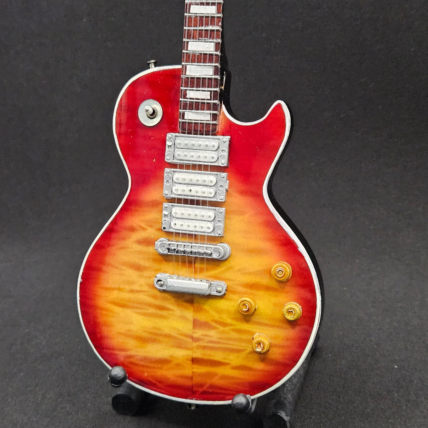Miniature Guitar - KISS Ace Frehley Gibson Les Paul Custom Sunburst - Model Guitar Inc Stand