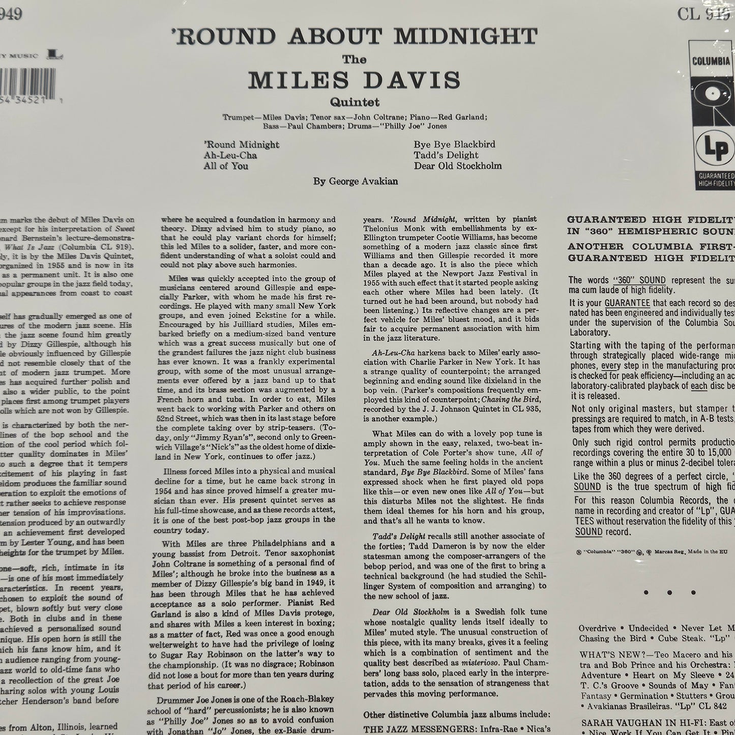 Miles Davis - 'Round About Midnight (Vinyl, LP, Album, 180g)