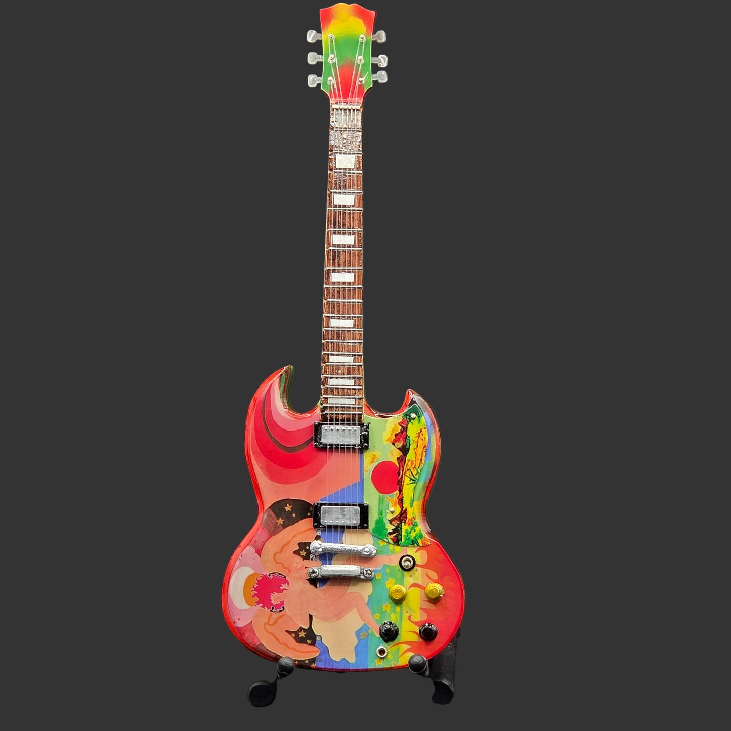 Miniature Guitar - Eric Clapton The Fool SG Gibson - Model Guitar Inc Stand