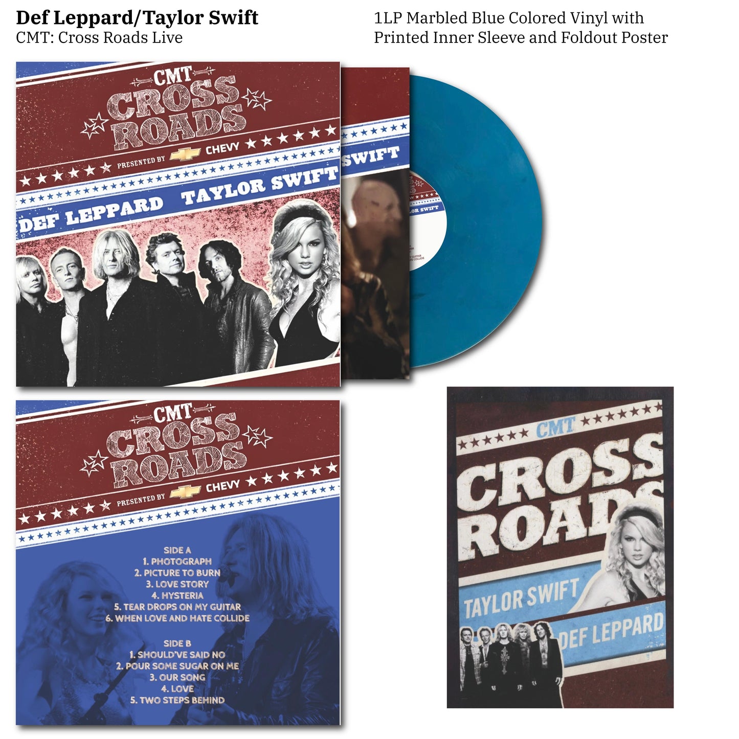 Taylor Swift & Def Leppard - CMY Cross Roads Live Vinyl Record LP