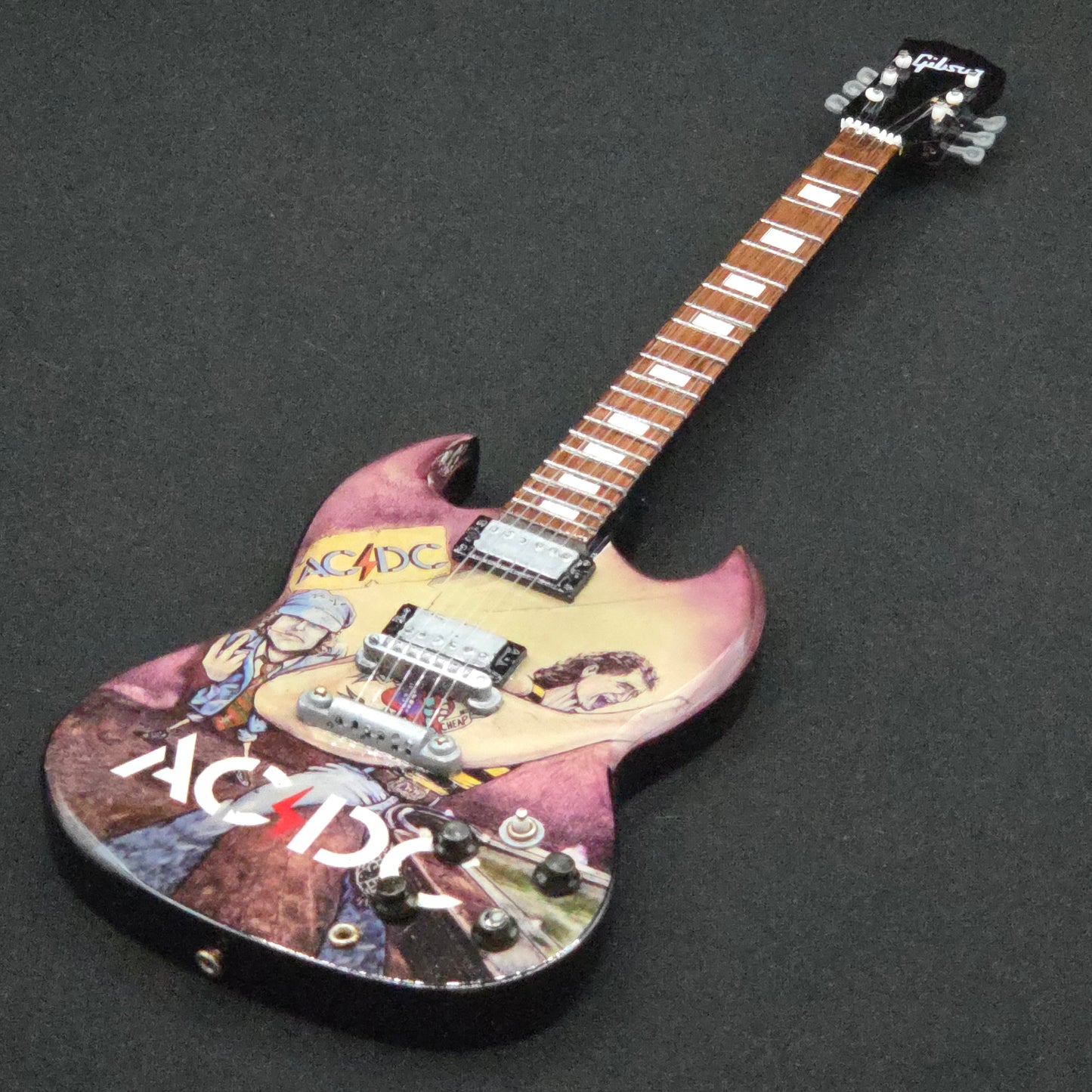 Miniature Guitar - AC/DC Dirty Deeds ACDC Gibson SG - Model Guitar Inc Stand