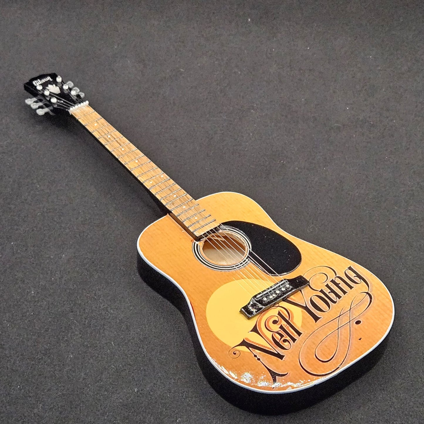 Miniature Guitar - Neil Young Harvest Gibson Acoustic  - Model Guitar Inc Stand