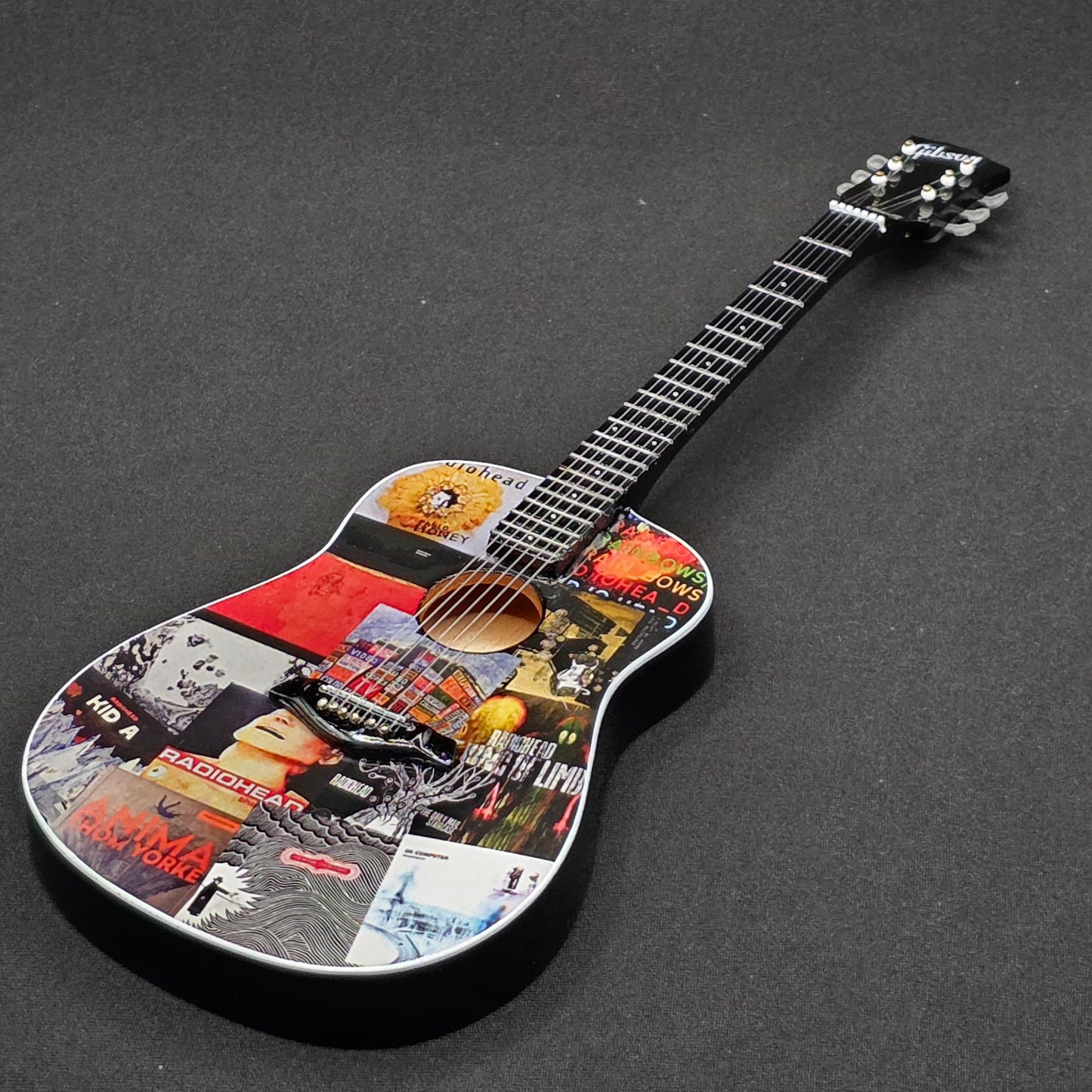 Miniature Guitar - Radiohead / Thom Yorke Album Covers Gibson Acoustic - Model Guitar Inc Stand