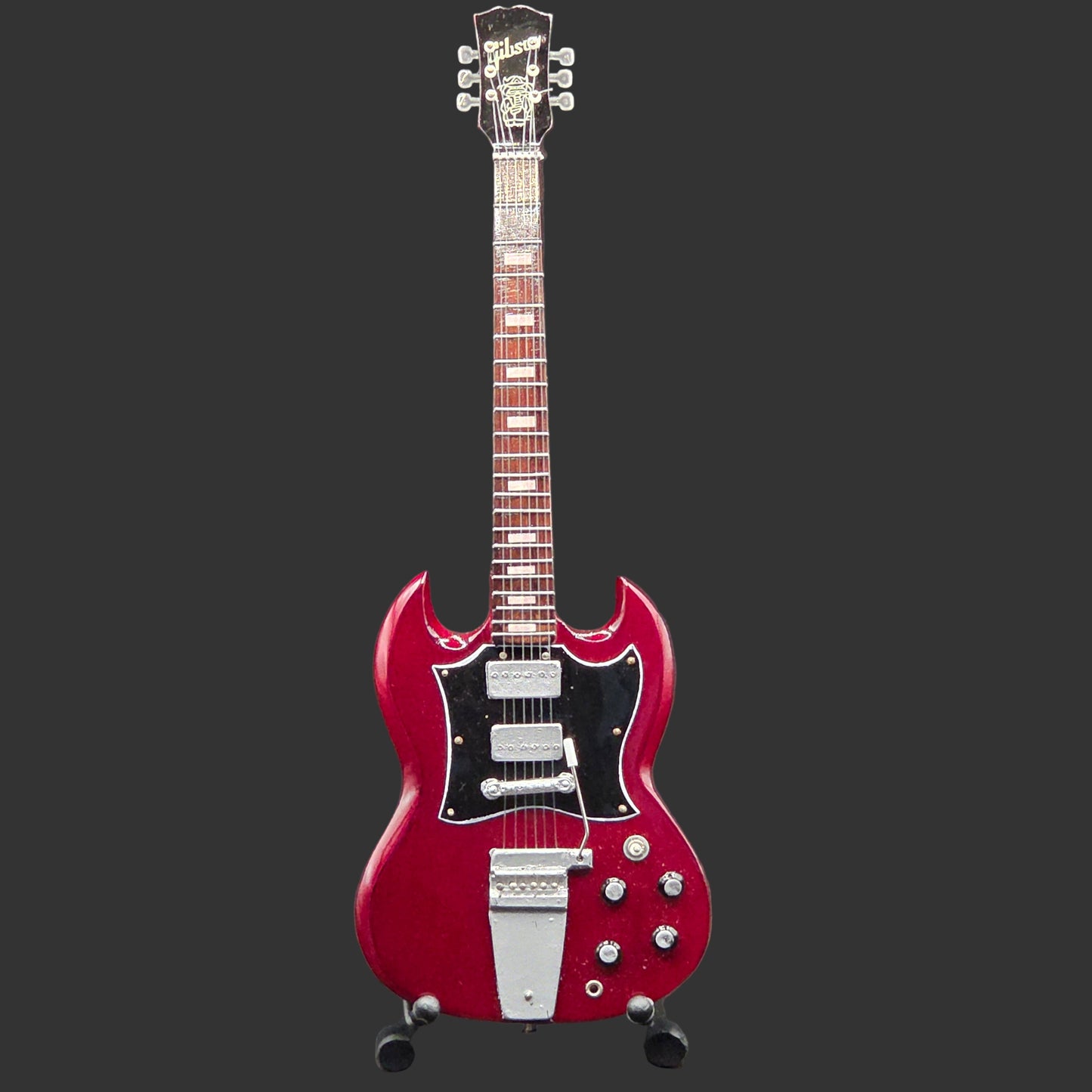 Miniature Guitar - ACDC Gibson SG Angus Young AC/DC  - Model Guitar Inc Stand