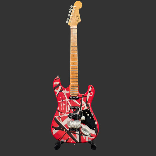 Miniature Guitar - EVH Eddie Van Halen Frankenstrat Stratocaster Fender - Model Guitar Inc Stand