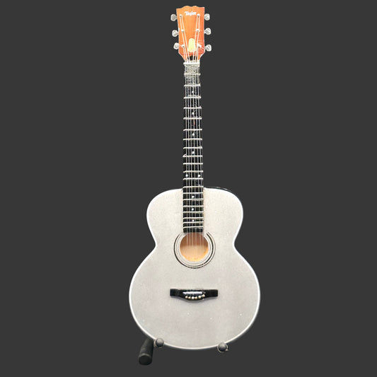 Miniature Guitar - Taylor Swift Eras Tour Fearless Silver Sparkle - Model Guitar Inc Stand