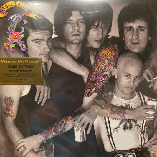 Rose Tattoo - Assault & Battery Vinyl Record LP Limited Ed /1000 Black & White Swirl