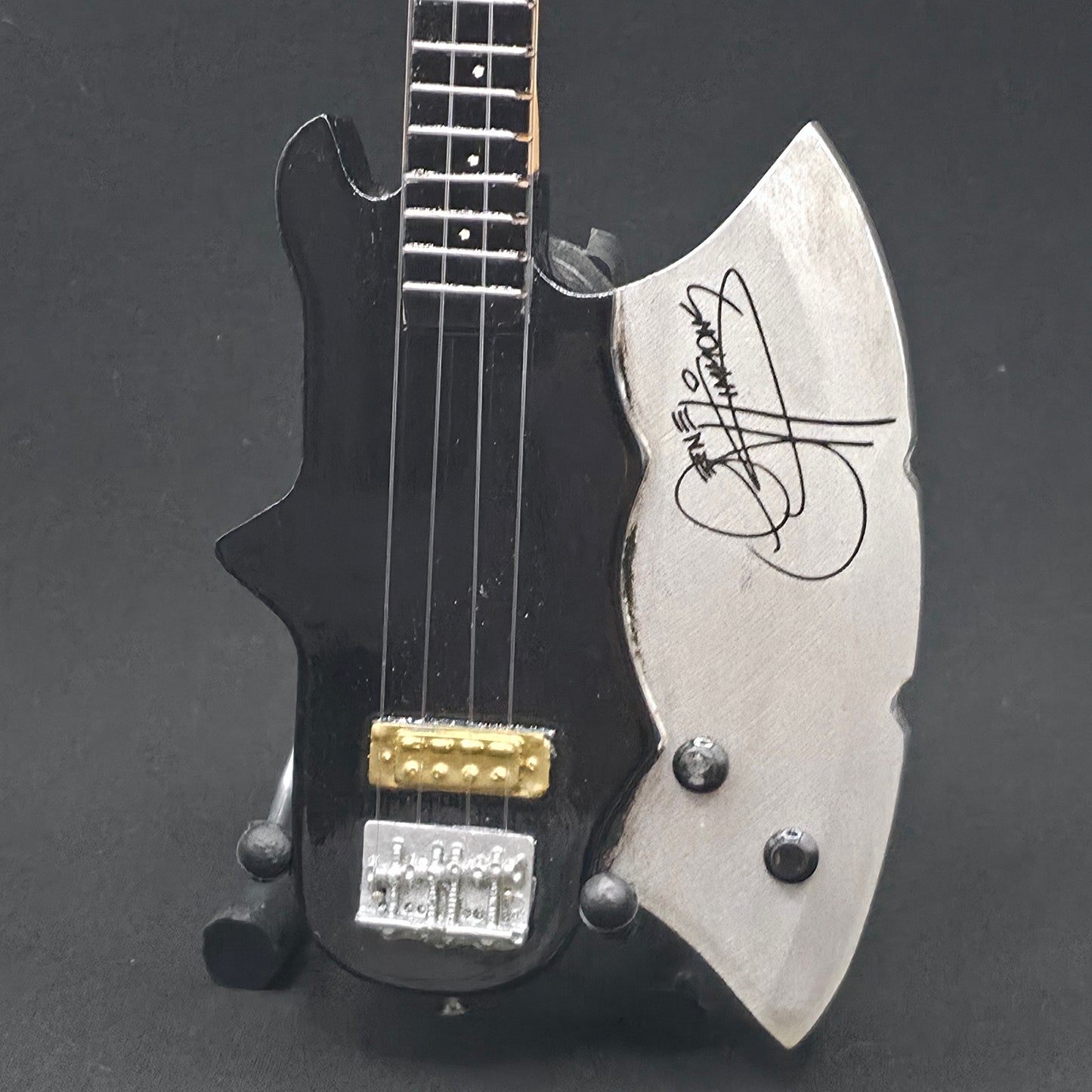 Miniature Guitar - Gene Simmons Kiss Axe Bass - Model Guitar Inc Stand