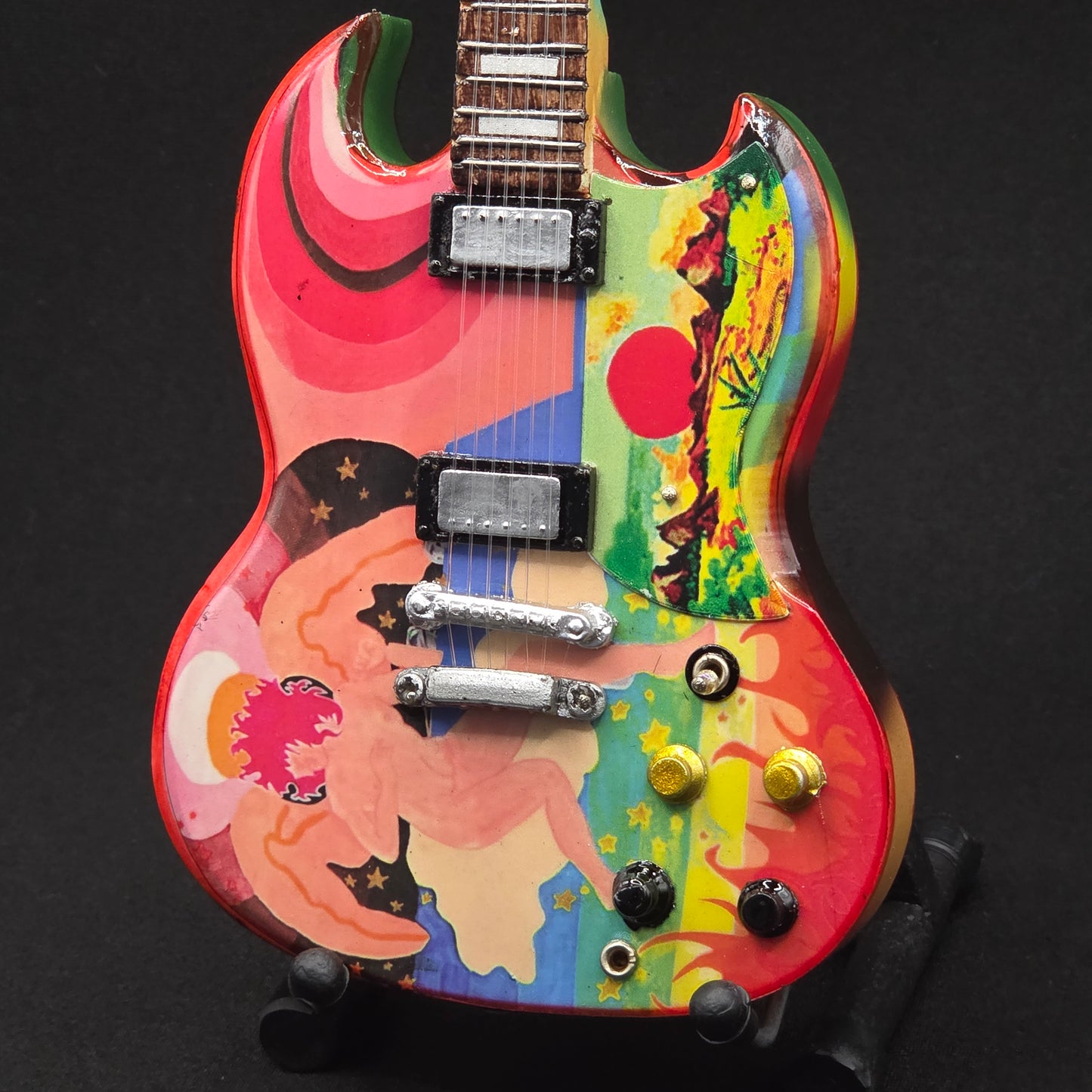 Miniature Guitar - Eric Clapton The Fool SG Gibson - Model Guitar Inc Stand