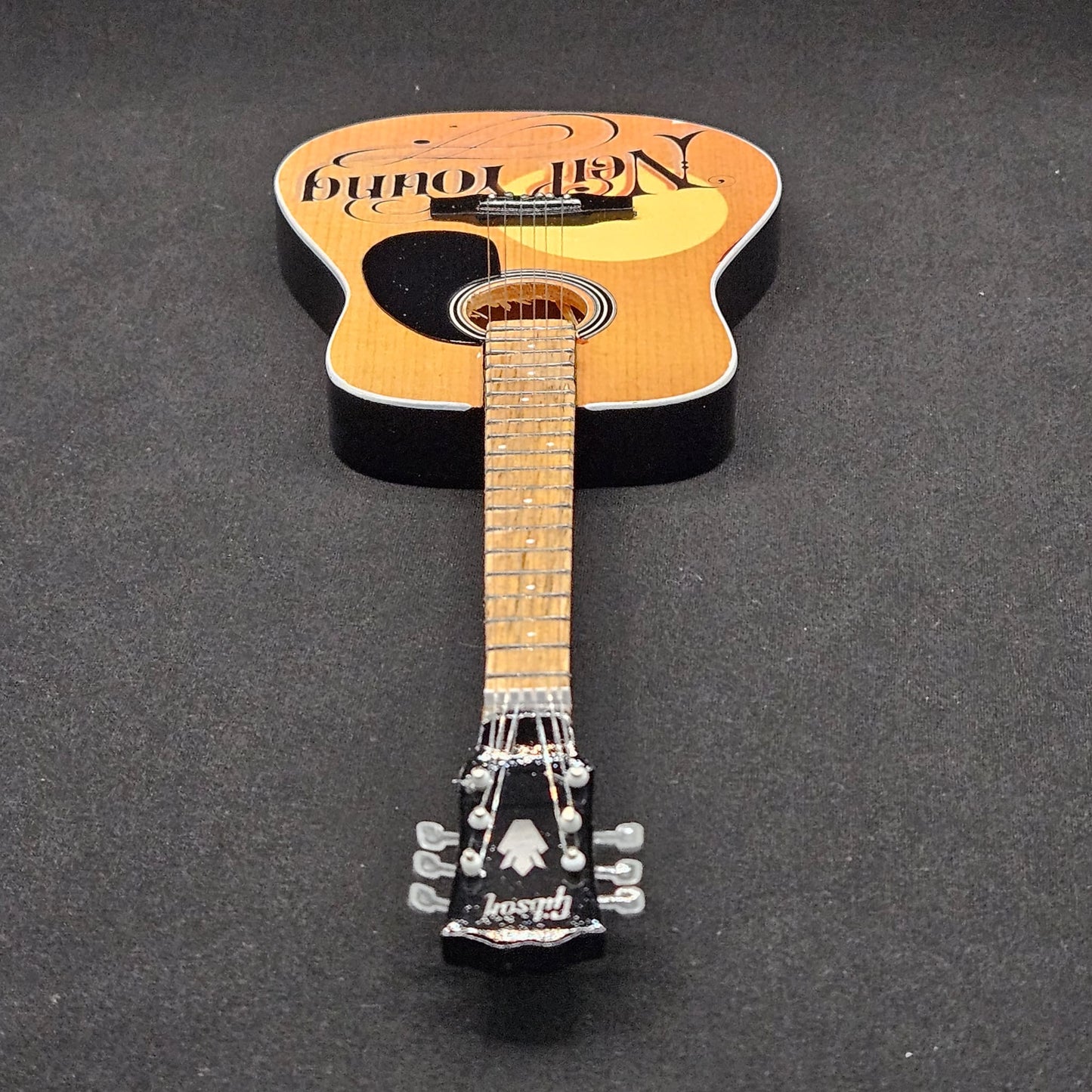 Miniature Guitar - Neil Young Harvest Gibson Acoustic  - Model Guitar Inc Stand