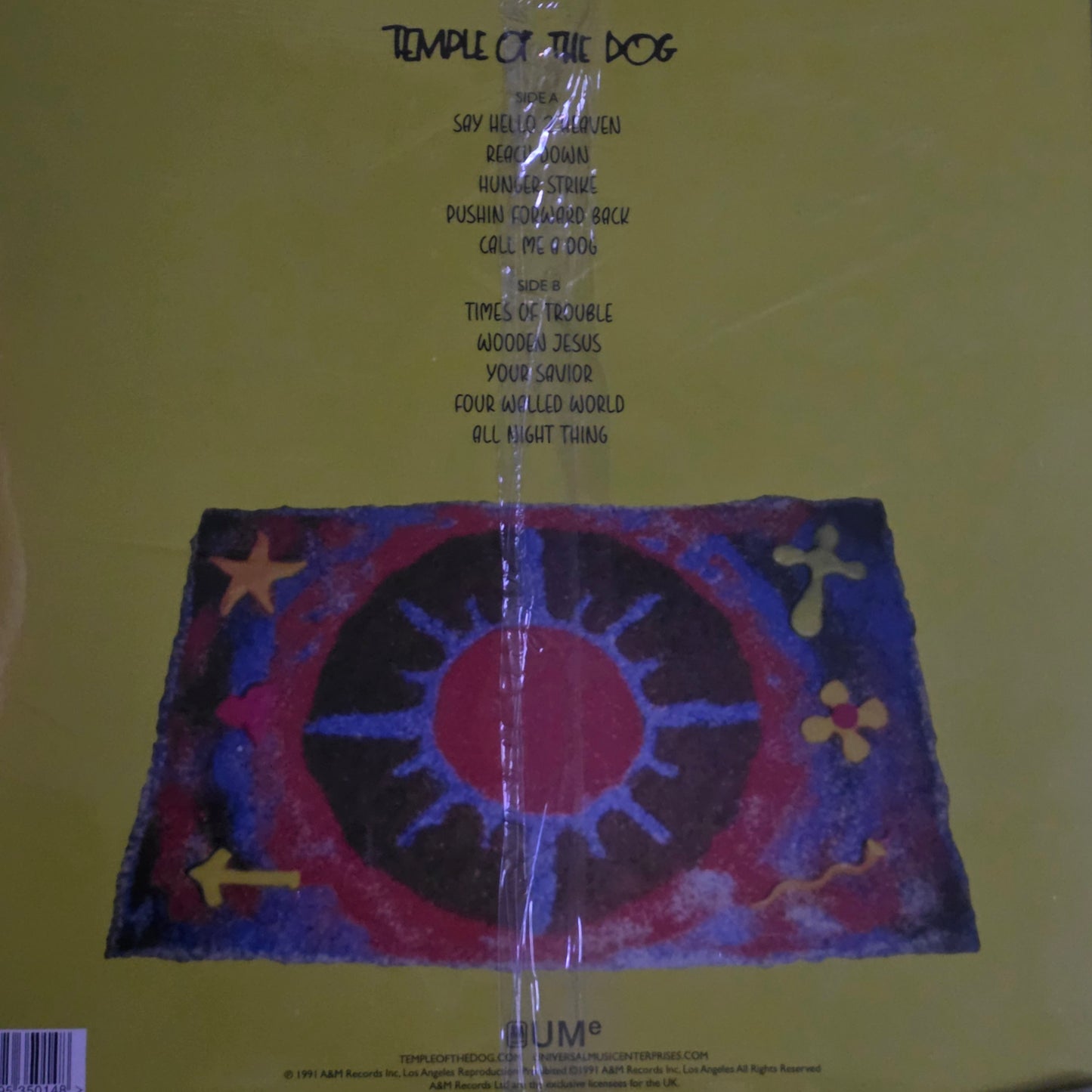 TEMPLE OF THE DOG - SELF TITLED VINYL RECORD COLOURED