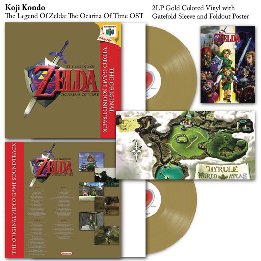 The Legend of Zelda - Ocarina of Time N64 OST Game Soundtrack - Koji Kondo Vinyl Record 2LP Gold Vinyl Inc Poster