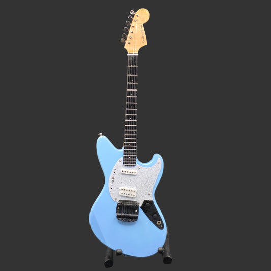 Miniature Guitar - Nirvana Kurt Cobain Fender Jagstang Sonic Blue- Model Guitar Inc Stand