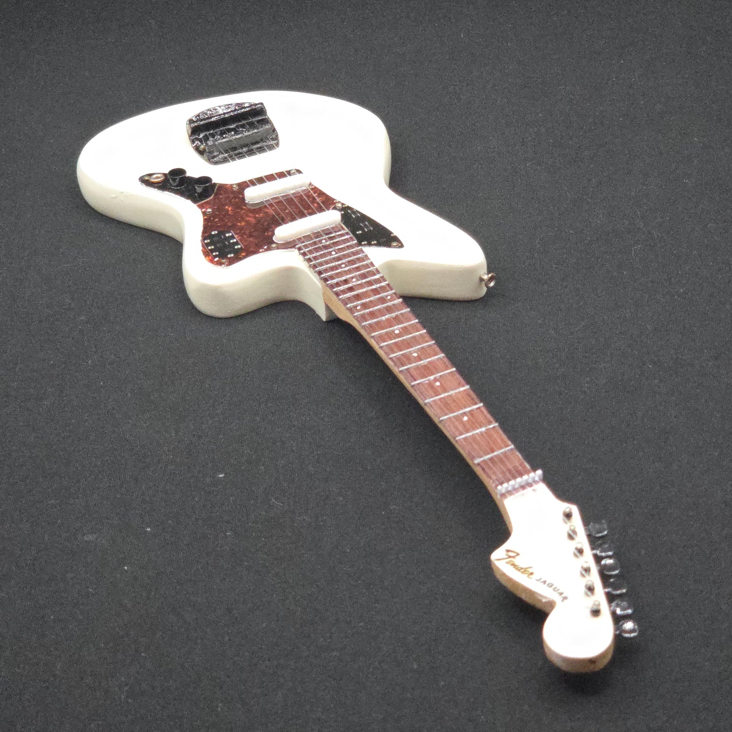 Miniature Guitar - Fender Jaguar White - Model Guitar Inc Stand