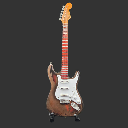Miniature Guitar - Fender Stratocaster Road Worn Roadworn Rory Gallagher - Model Guitar Inc Stand