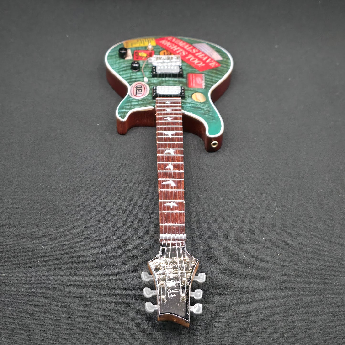 Miniature Guitar - Silverchair / Daniel Johns Green PRS - Model Guitar Inc Stand