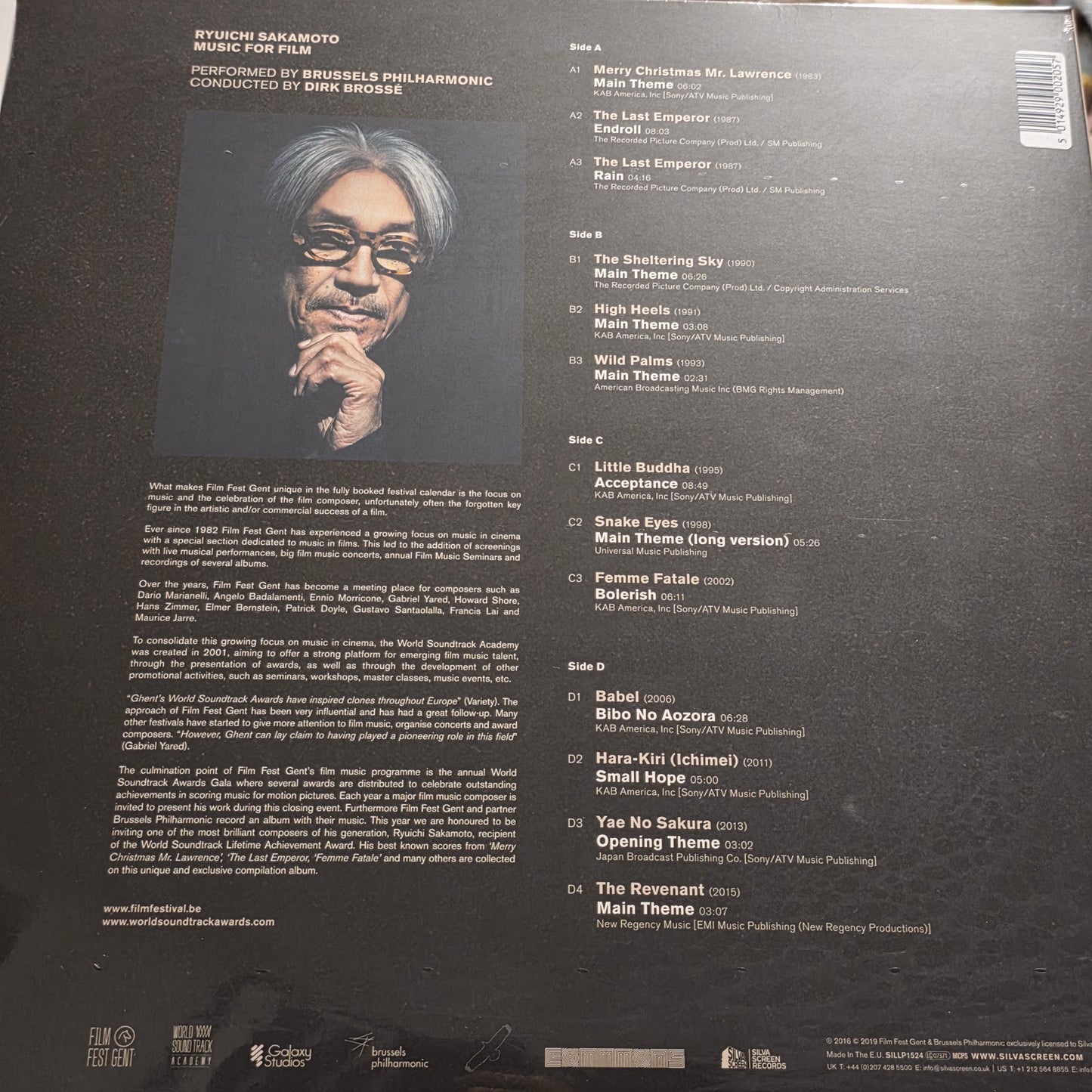 Ryuichi Sakamoto, Brussels Philharmonic Conducted By Dirk Brossé - Music For Film (2xLP, Album, Num, RE, CLEAR BLACK WHITE SPLATTER COLOURED ) Vinyl Record / LP