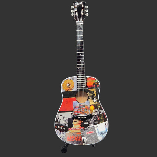 Miniature Guitar - Radiohead / Thom Yorke Album Covers Gibson Acoustic - Model Guitar Inc Stand