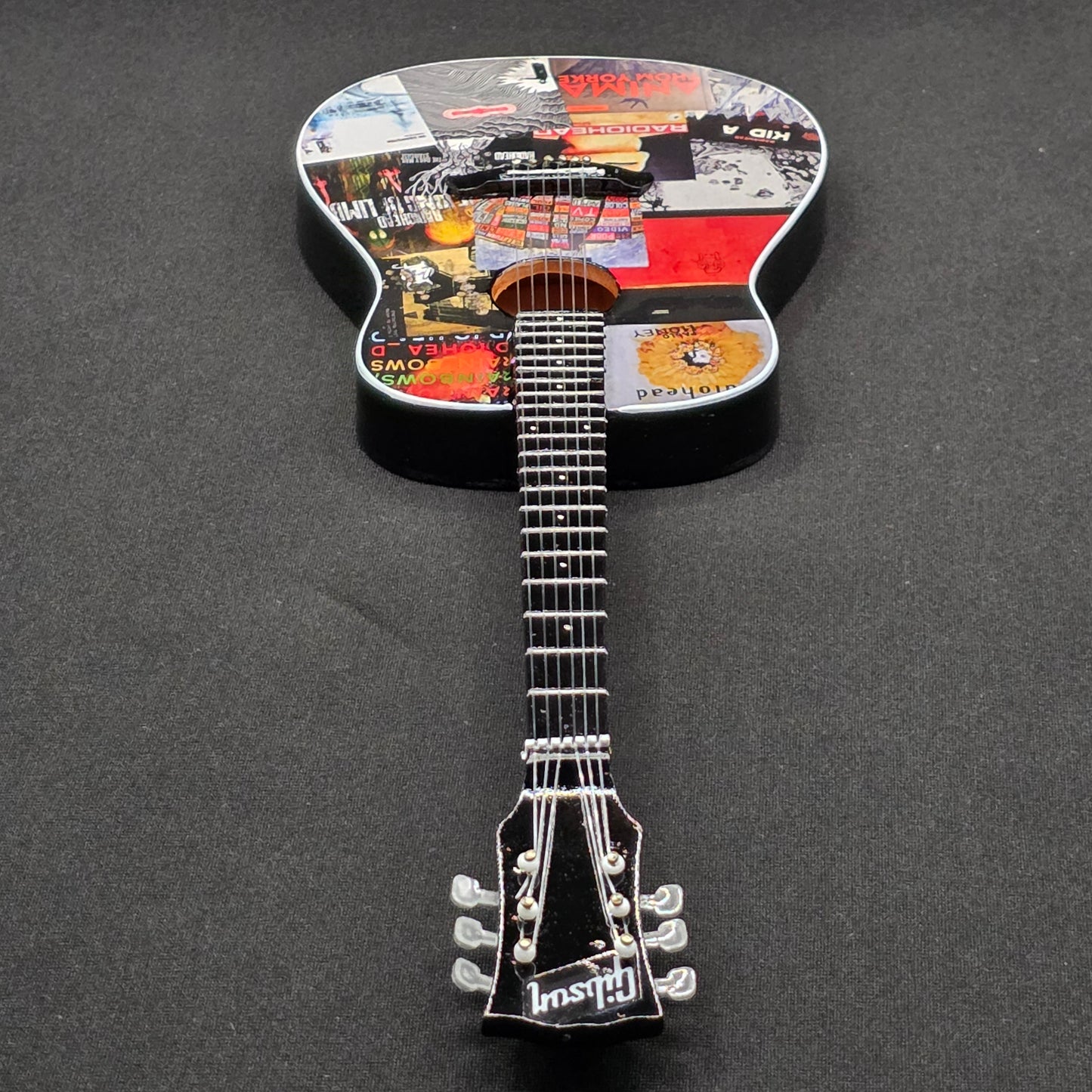 Miniature Guitar - Radiohead / Thom Yorke Album Covers Gibson Acoustic - Model Guitar Inc Stand
