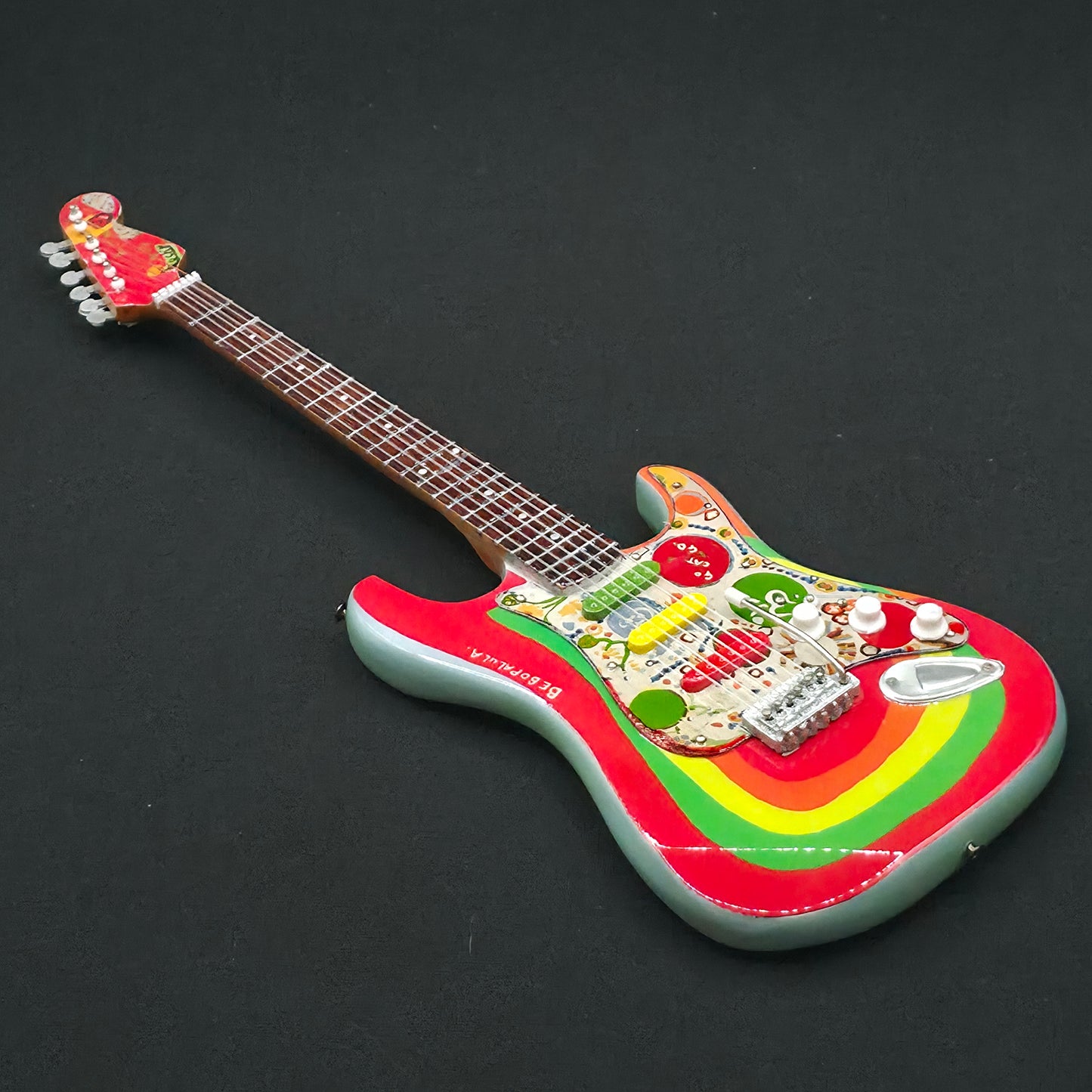 Miniature Guitar - George Harrison Beatles - Rocky Strat Stratocaster - Model Guitar Inc Stand