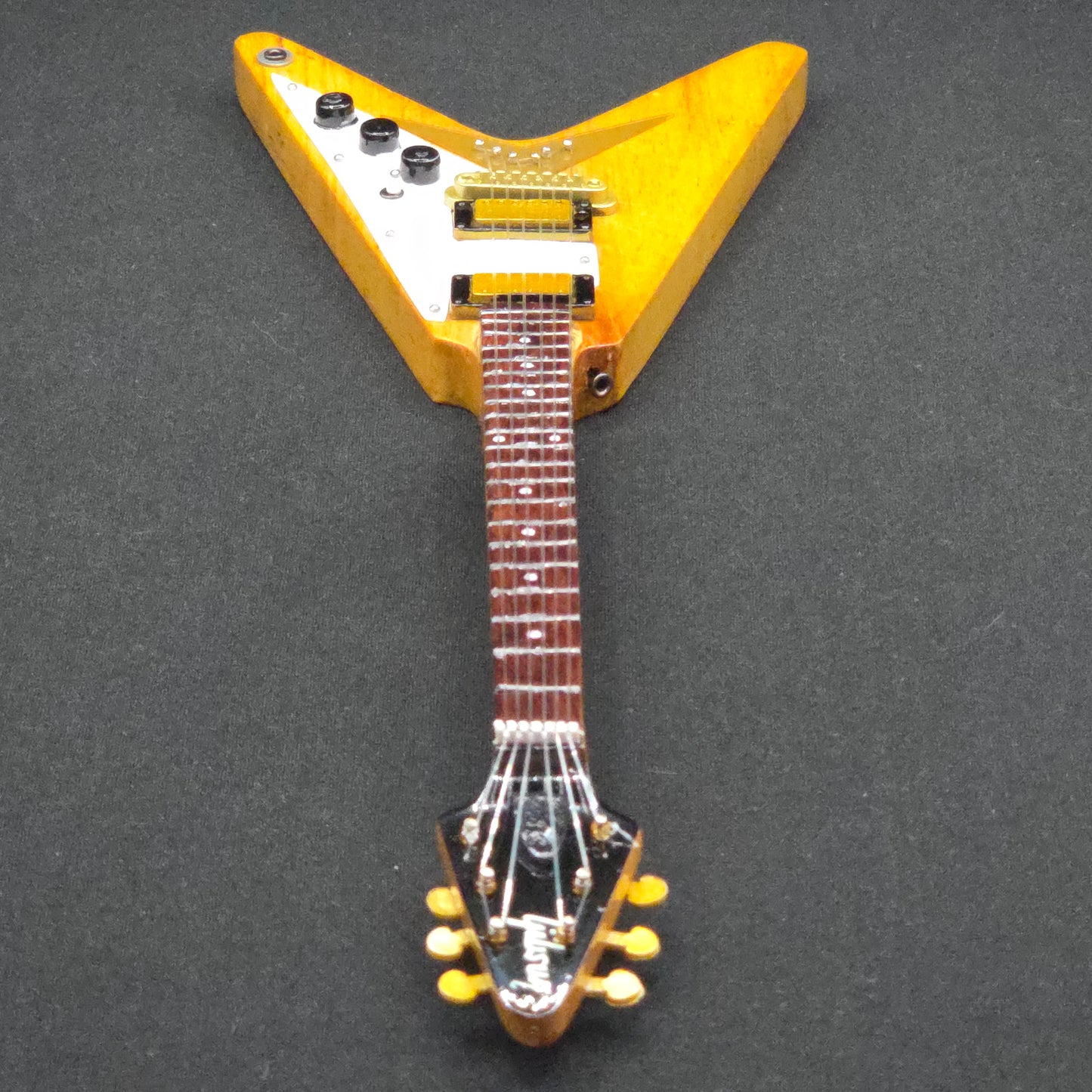 Miniature Guitar - Gibson Flying V Natural - Model Guitar Inc Stand