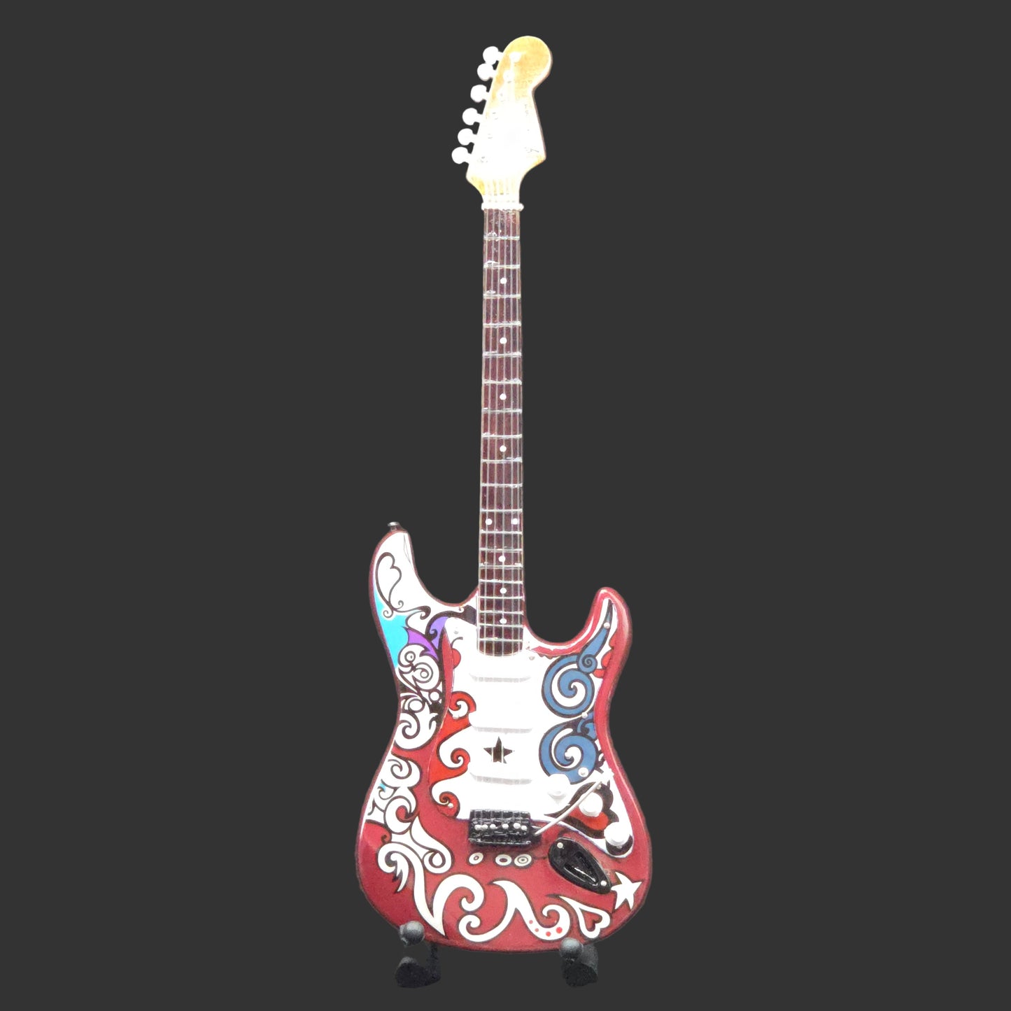 Miniature Guitar - Jimi Hendrix Saville Sgt Pepper Fender Stratocaster- Model Guitar Inc Stand