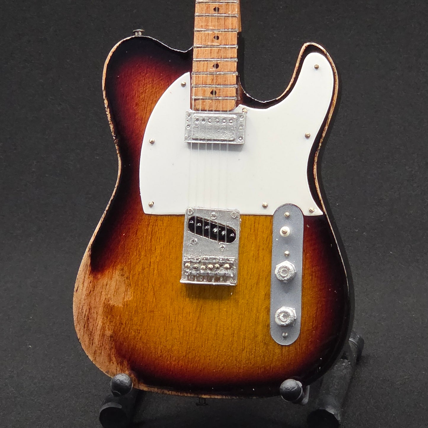 Miniature Guitar - Fender Telecaster Sunburst Roadworn The Police - Model Guitar Inc Stand