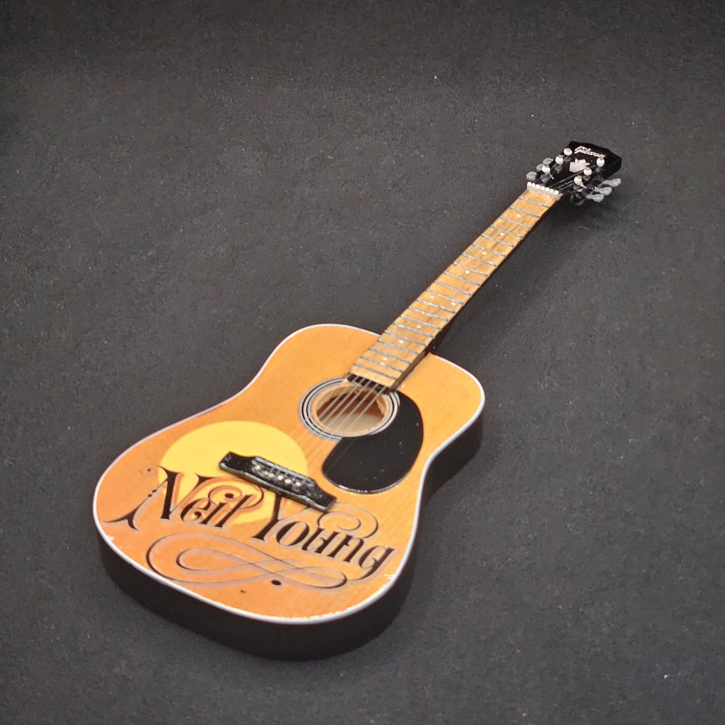 Miniature Guitar - Neil Young Harvest Gibson Acoustic  - Model Guitar Inc Stand
