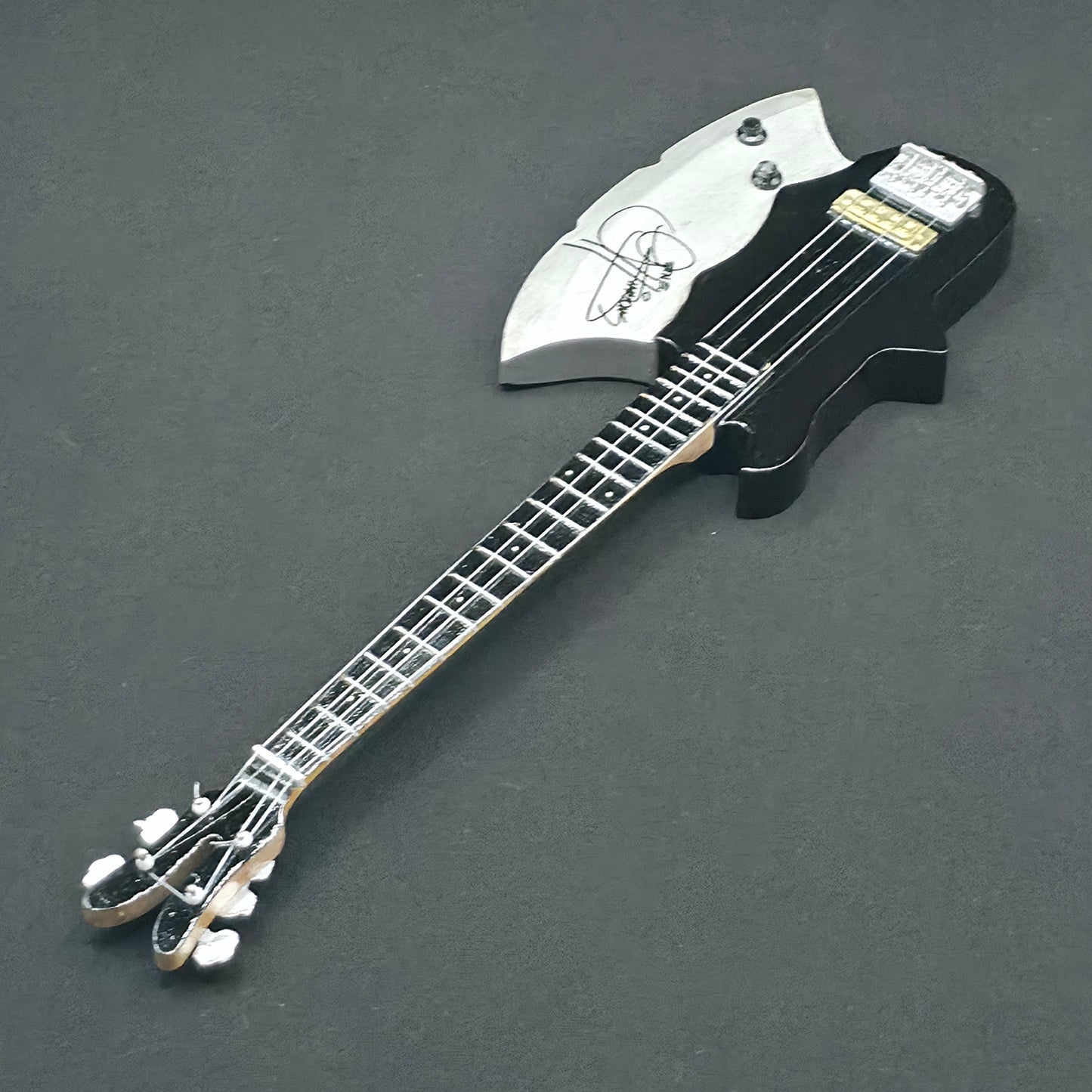 Miniature Guitar - Gene Simmons Kiss Axe Bass - Model Guitar Inc Stand